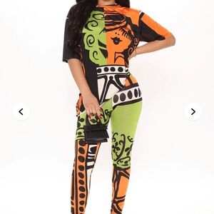 Stylish Multicolor Graphic Legging Set